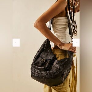 Free People Jansen Embellished Sling Black Leather Bag NWT